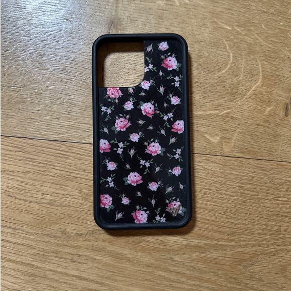 Wildflower - Floral Phone Case for iPhone 13 Pro Max in Black & Pink - Picture 1 of 2